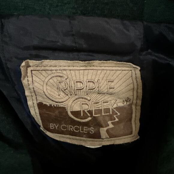Cripple Creek Circle S Buffalo Check Wool Zip Jacket Green Black 90s Lined VTG L - Picture 5 of 6